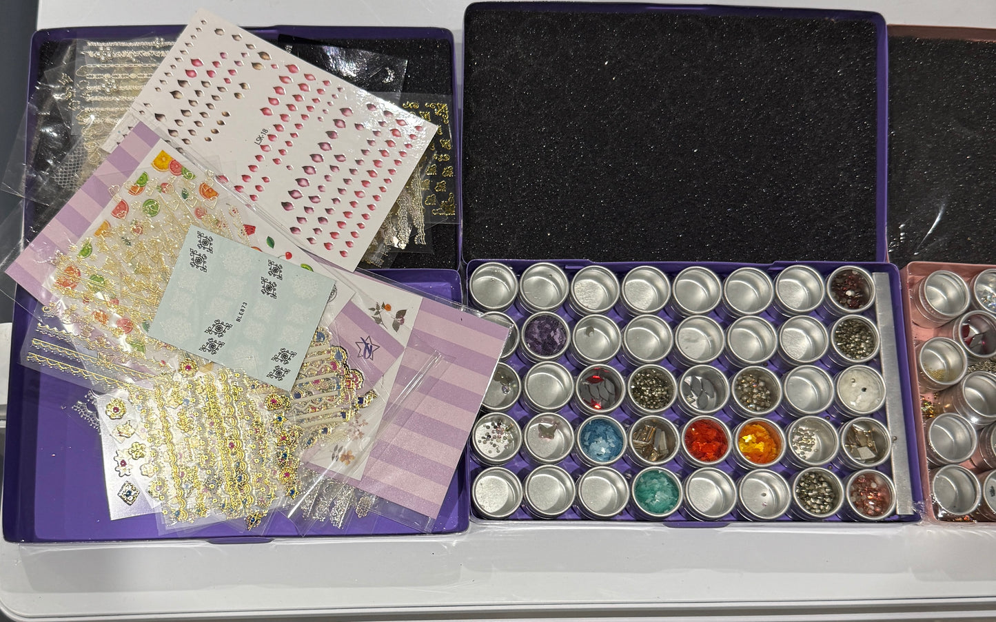 SOLD - Nail Art Heaven - Assortment of Swarovski Crystals, Stickers, Gem & more Gems etc