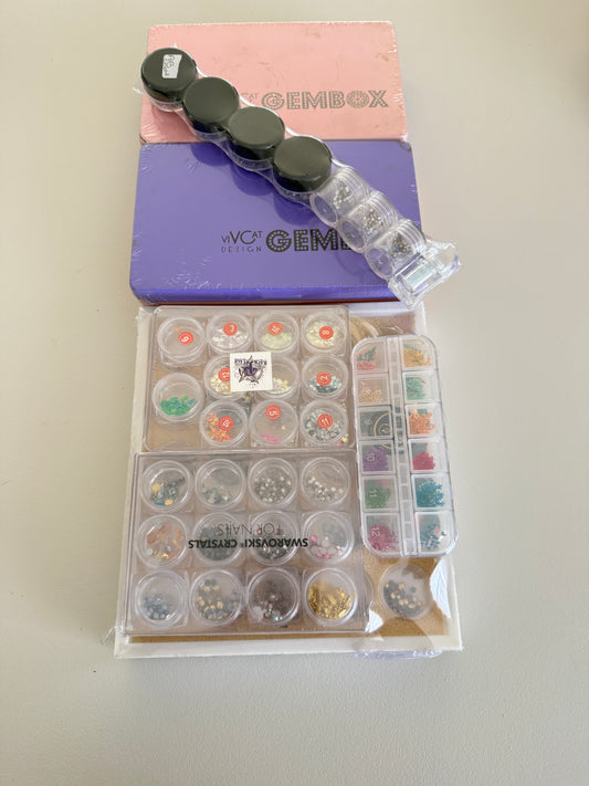 SOLD - Nail Art Heaven - Assortment of Swarovski Crystals, Stickers, Gem & more Gems etc